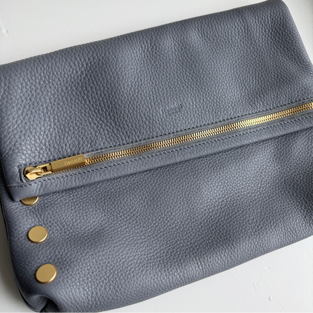 Hammitt Gray Gold VIP Clutch with Fold-Over Design